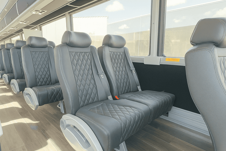 interior of Chicago Shuttle Bus Rentals charter bus